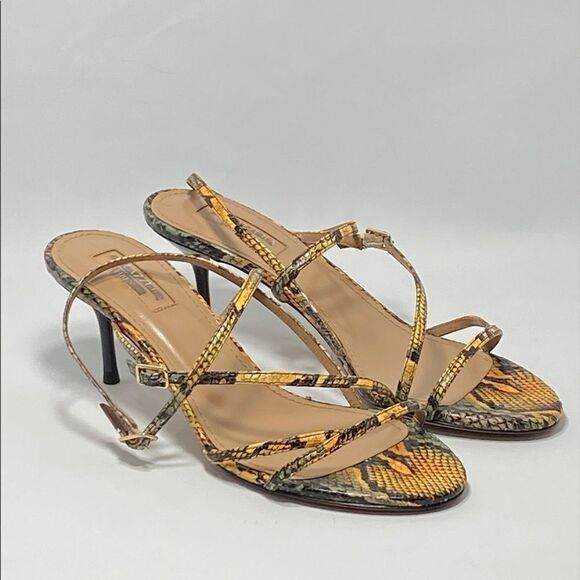 Aquazzura Carolyne Snakeskin Strappy Sandals size 36.5 - Picture 6 of 12